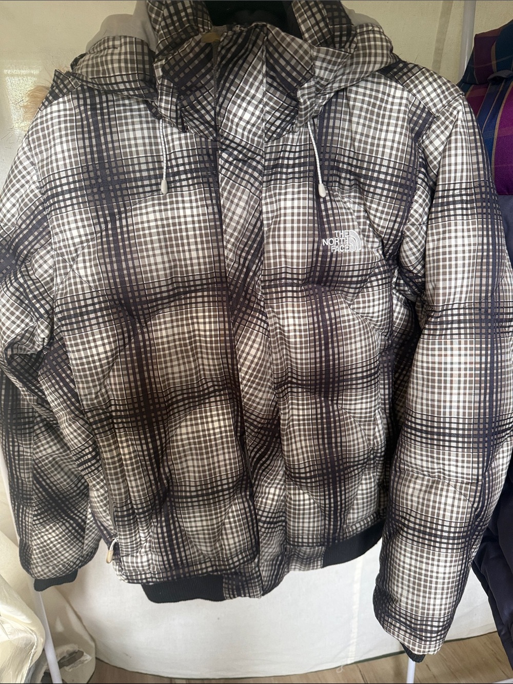 The North Face Men's Black & White Check Puffer Jacket